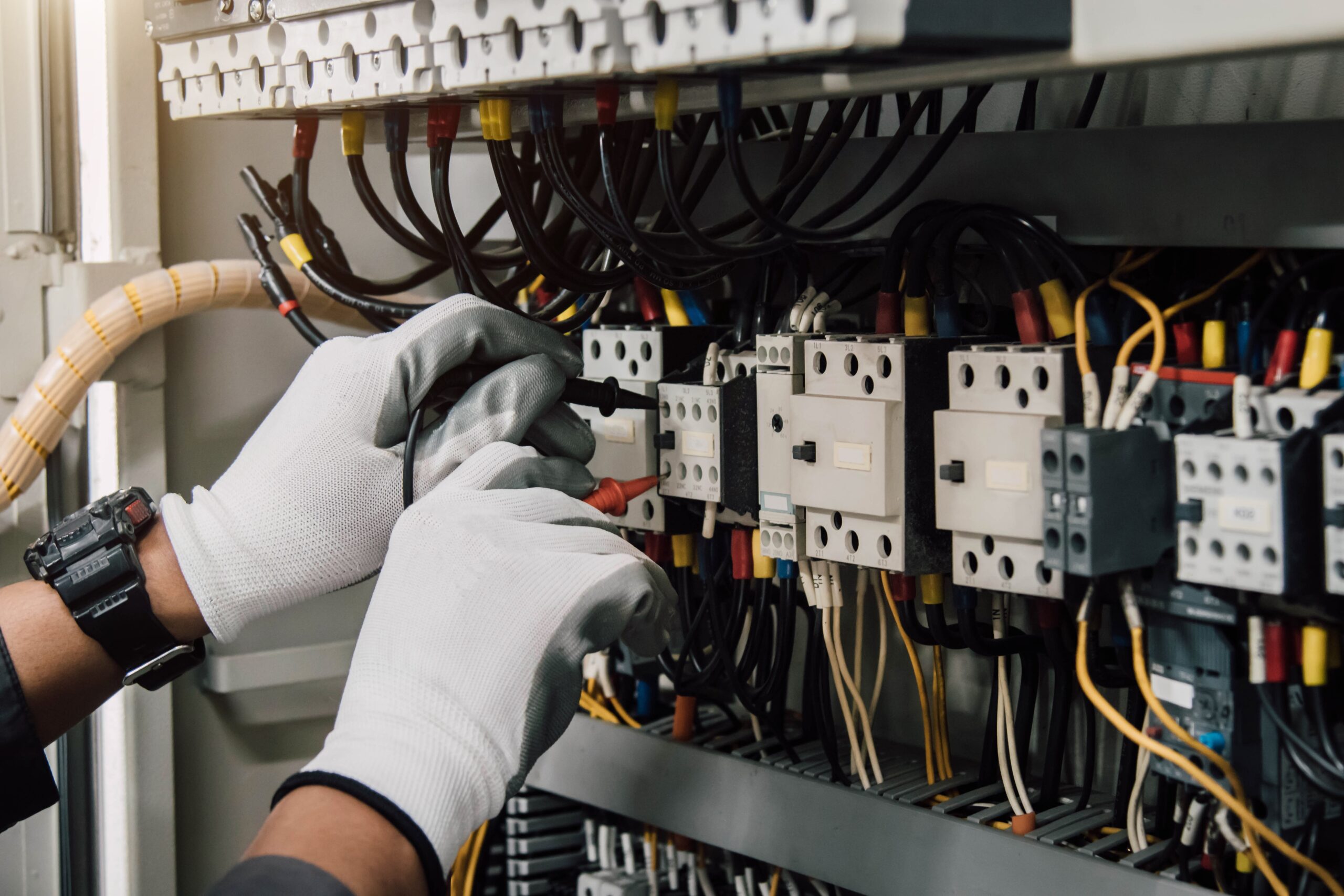 Electrician,Engineer,Tests,Electrical,Installations,And,Wires,On,Relay,Protection